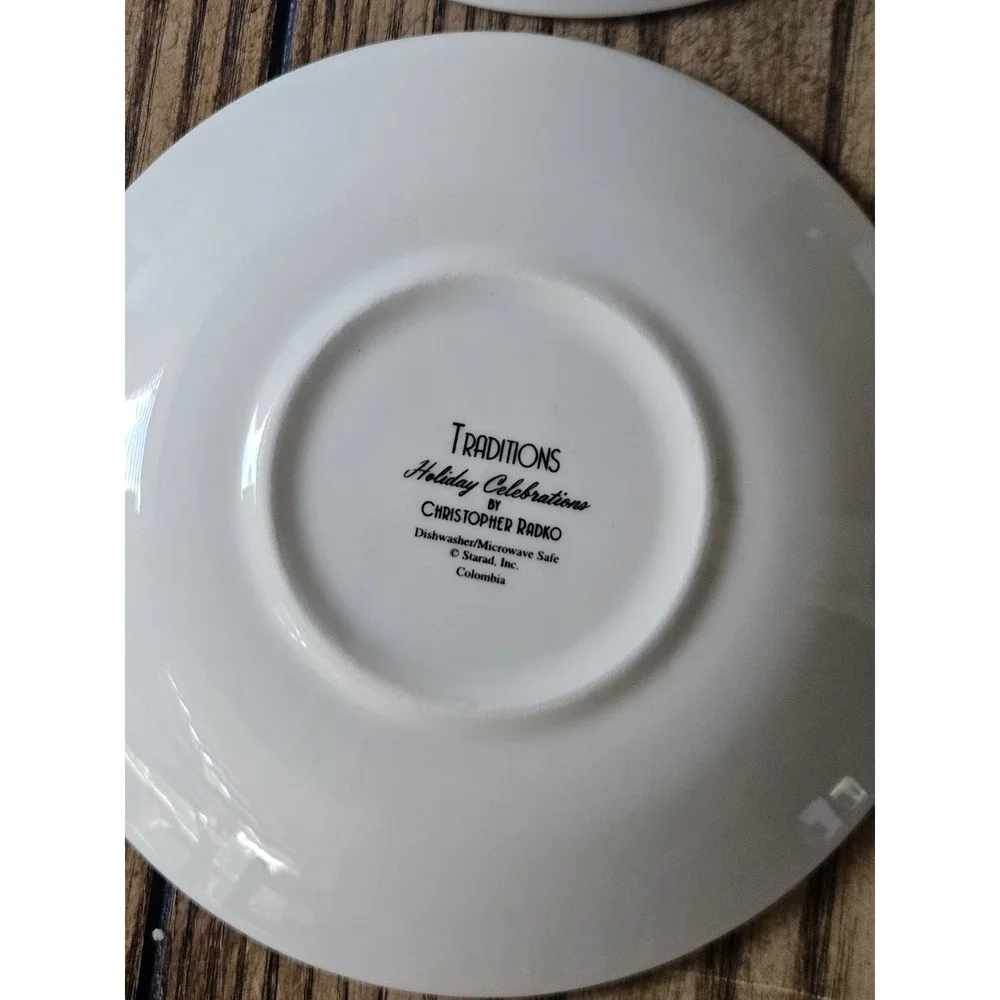 Christopher Radko Traditions Holiday Celebrations Christmas Saucers Set Of 6